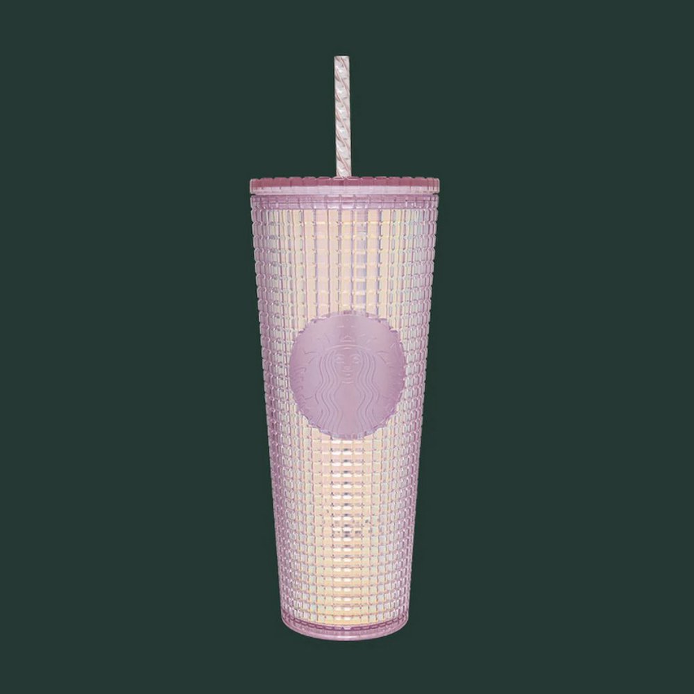New Starbucks Pink Disco Grid Venti Cold Tumbler
